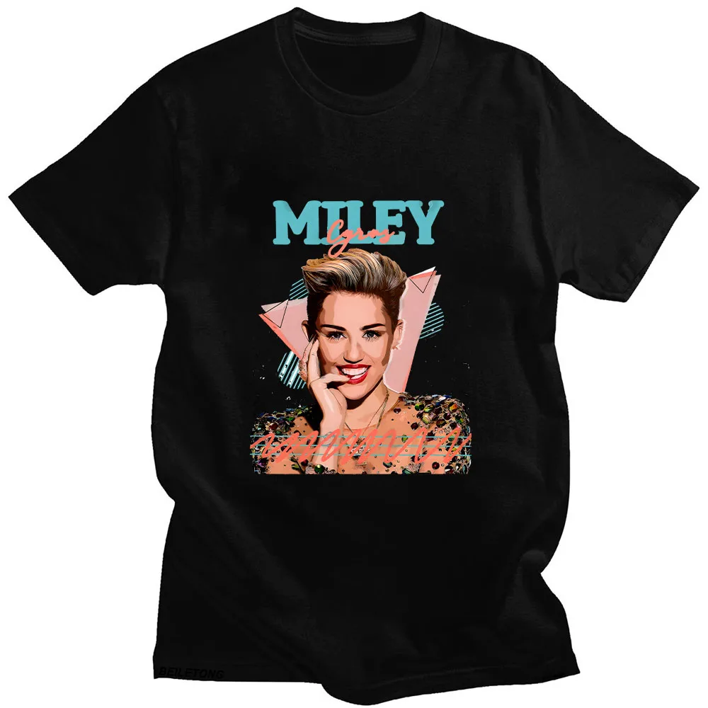 Miley Cyrus T-shirt for Girls Round Neck Tee-shirt Spring Cotton Printing Short Sleeve Tshirt Ropa De Mujer Fashion Clothing