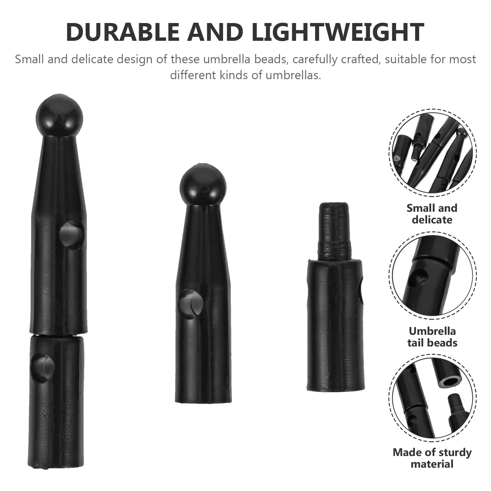 

10pcs Umbrella Tail Beads Straight Replacement Beads Durable Small Umbrella Components Weather Resistant Bone Covers Outdoor