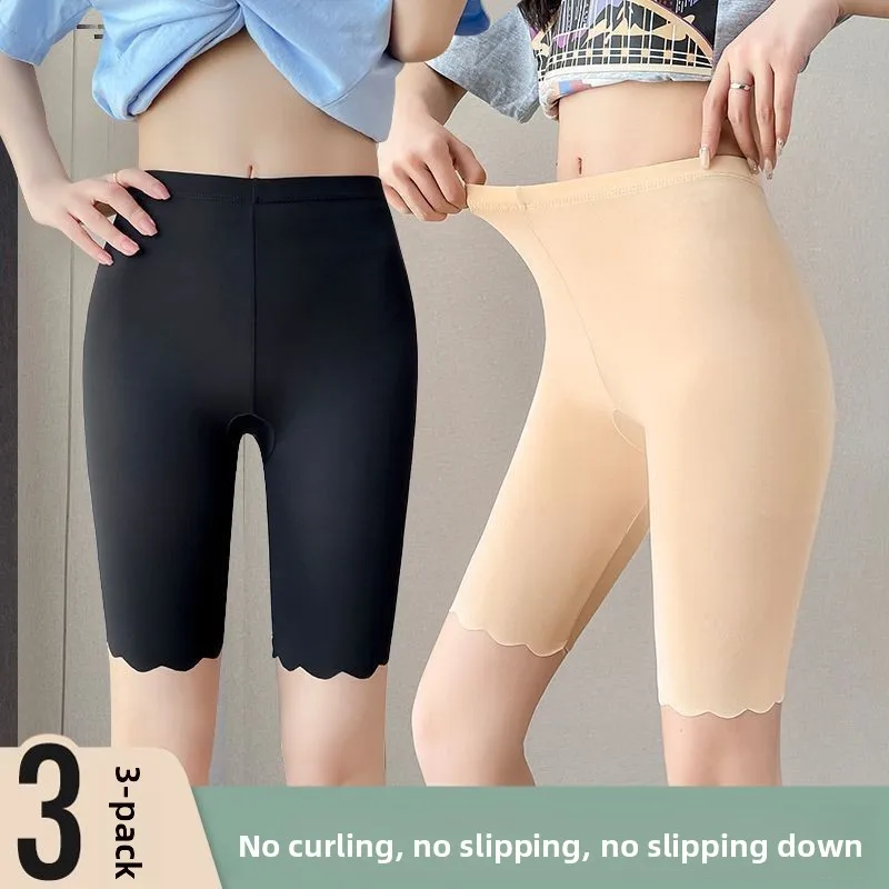 Ice Silk Five-Quarter Safety Pants Women's Anti-Light Outerwear Thin Cotton Bottom Comfortable Cool Summer Base Layer Trousers