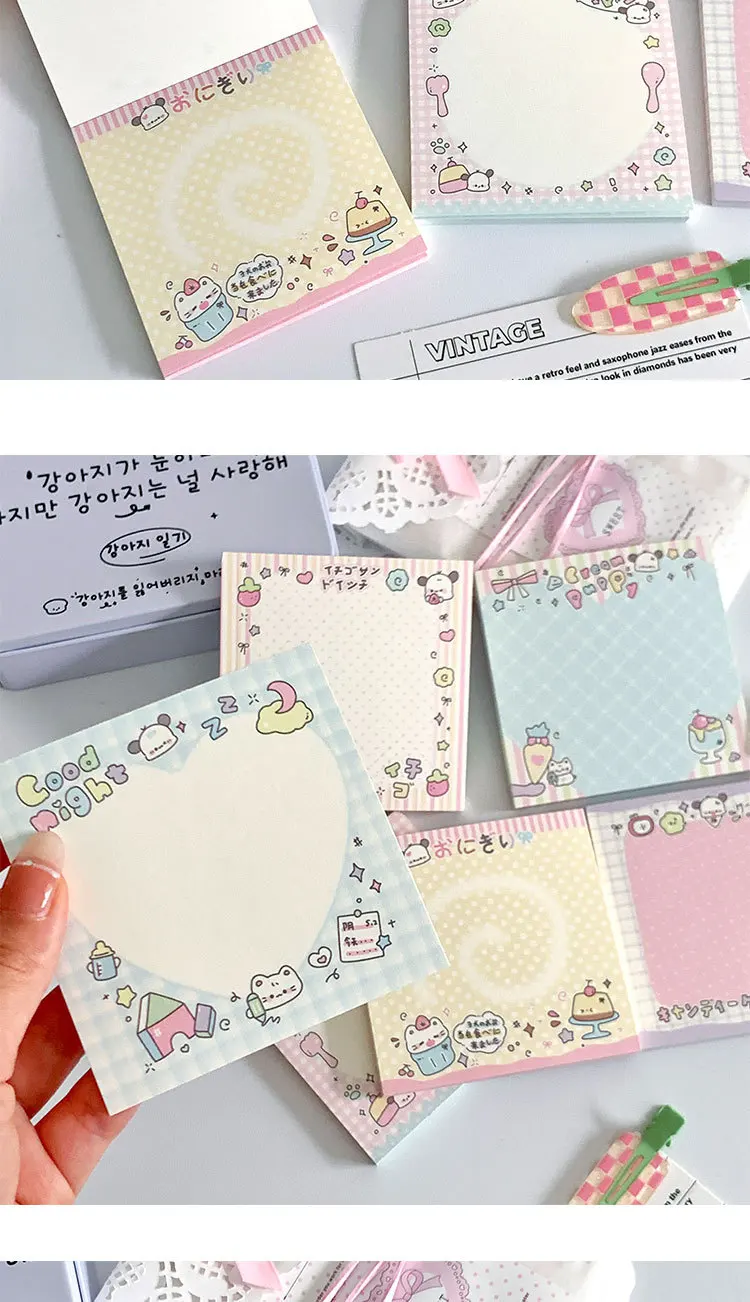 MINKYS 50 Blatt Kawaii Welpen, quadratische Notizblöcke, Papier, To-Do-Liste, Tagebuch, Notizpapier, DIY-Material, Schreibwaren – Detail 12
