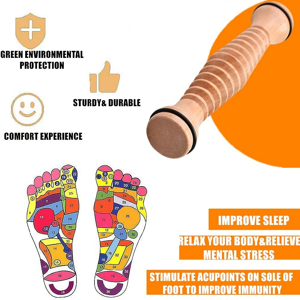 Rol pijat kaki kayu untuk Plantar Fasciitis, alat pijat tisu dalam, pereda stres, rol pijat kaki, pereda stres