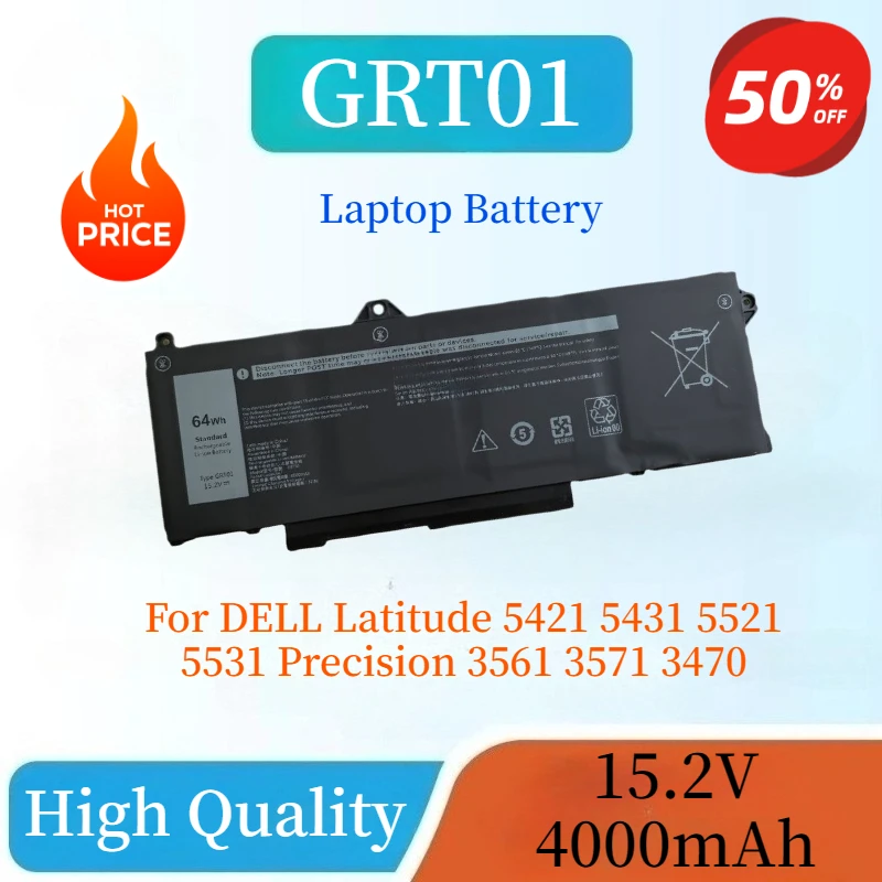 

Новая батарея GRT01 4211 мАч для ноутбуков DELL Latitude 5421, 5431, 5521, 5531, Precision 3561, 3571, 3470, Alienware M17 R5, серия AMD