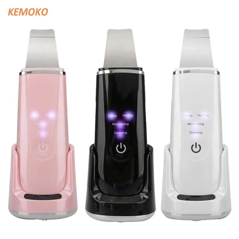 Face Peeling Clean Tone Lift Ultrasonic Face Cleaner Skin Scrubber With Wireless Charging Base Ultrasound Vibration Massager