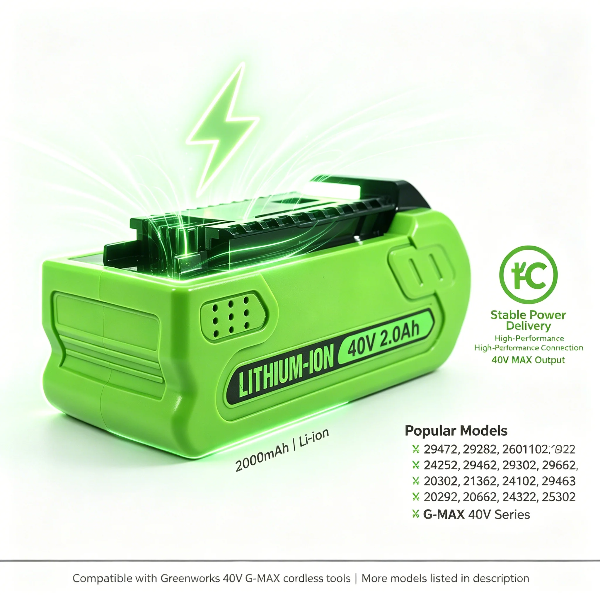 For Greenworks 40V Batteries 2000mah GreenWorks G-MAX Li-ion Battery Manufacturer Replacement Battery For Lawn Mower Power Tool