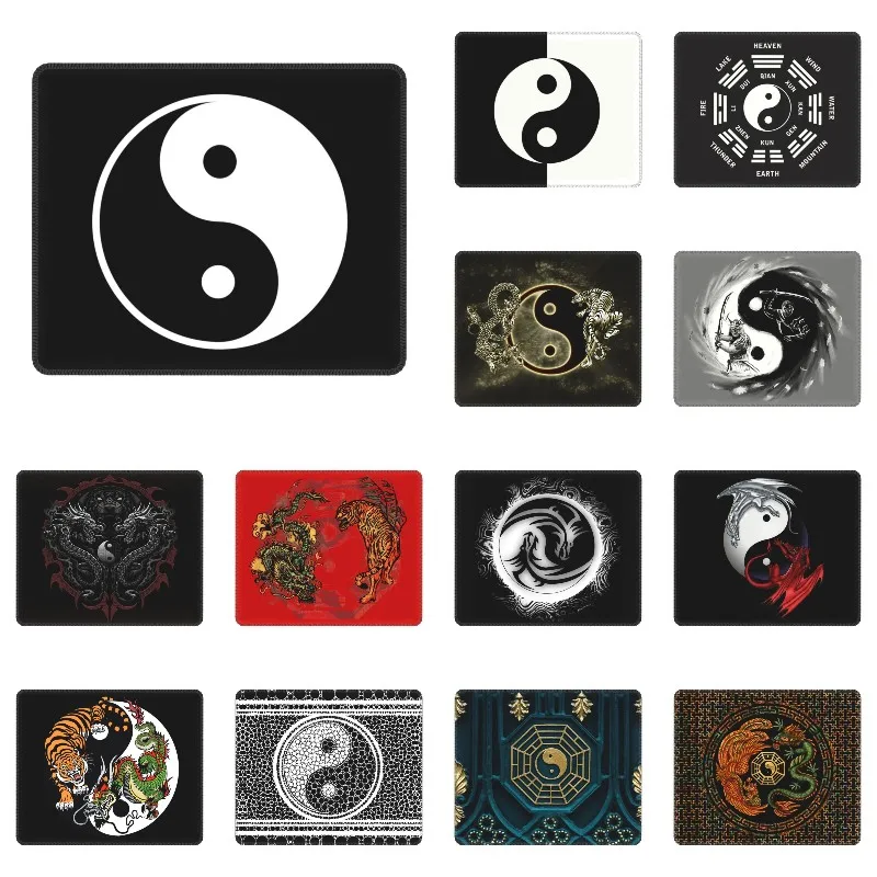 Yin Yang Dragon And Tiger Tattoo Gaming Mouse Pad Anti-Slip Rubber Lockedge Mousepad Chinese Philosophy Office Computer Desk Mat