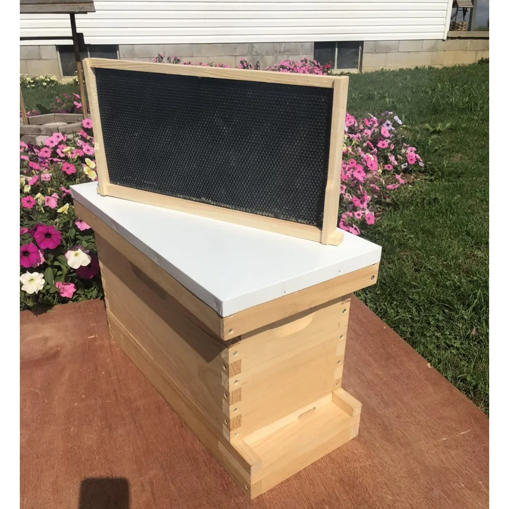 5 Frame Deep 9 5/8 Nuc Complete Bee Hive with Frames & Foundations (Un-Assembled) (Solid Bottom)