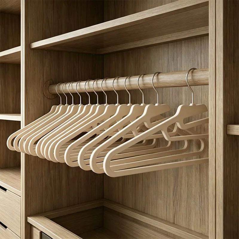 10/20pcs Rubber Coated Non Slip Hanger Heavy Duty Seamless Wardrobe Organizer Skin Feel Clothes Drying Storage Rack