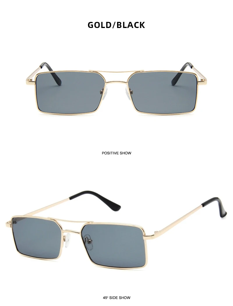 Vintage Rechteck Sonnenbrille Frauen Männer klassische kleine Metall Sonnenbrille weibliche Mode Sommer im Freien fahren Urlaub Schatten – Detail 12