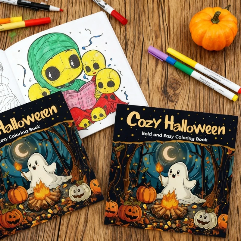 21x21cm Halloween Coloring Book 24sheets Creative Designs for DIY Coloring Parent-child Interaction Children's Art Enlightenment