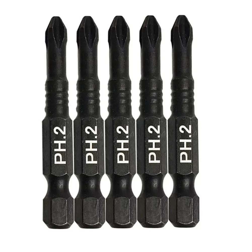 5pcs 50mm Magnetic Cross Screwdriver Bits Set Electric Screwdriver PH2 Bit Anti Slip Batch Head Cross High Hardness Bit Set