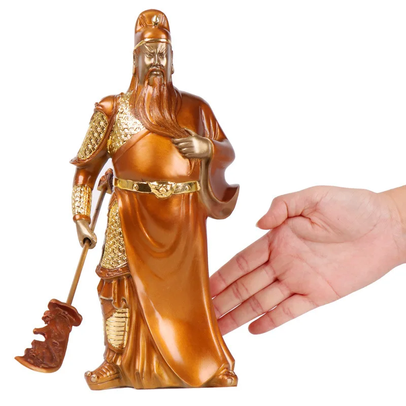 With A Sword, Decorative Piece, Martial God Of Wealth, Figurine, Handicraft, Colored Copper, Tea Gold Guangong