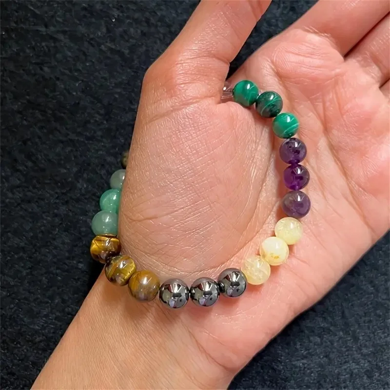 Natural Stone Crystal Beads Bracelet Energy Protection Healing Prosperity Bangle Women Men Yogo Meditation Good Luck Jewelry