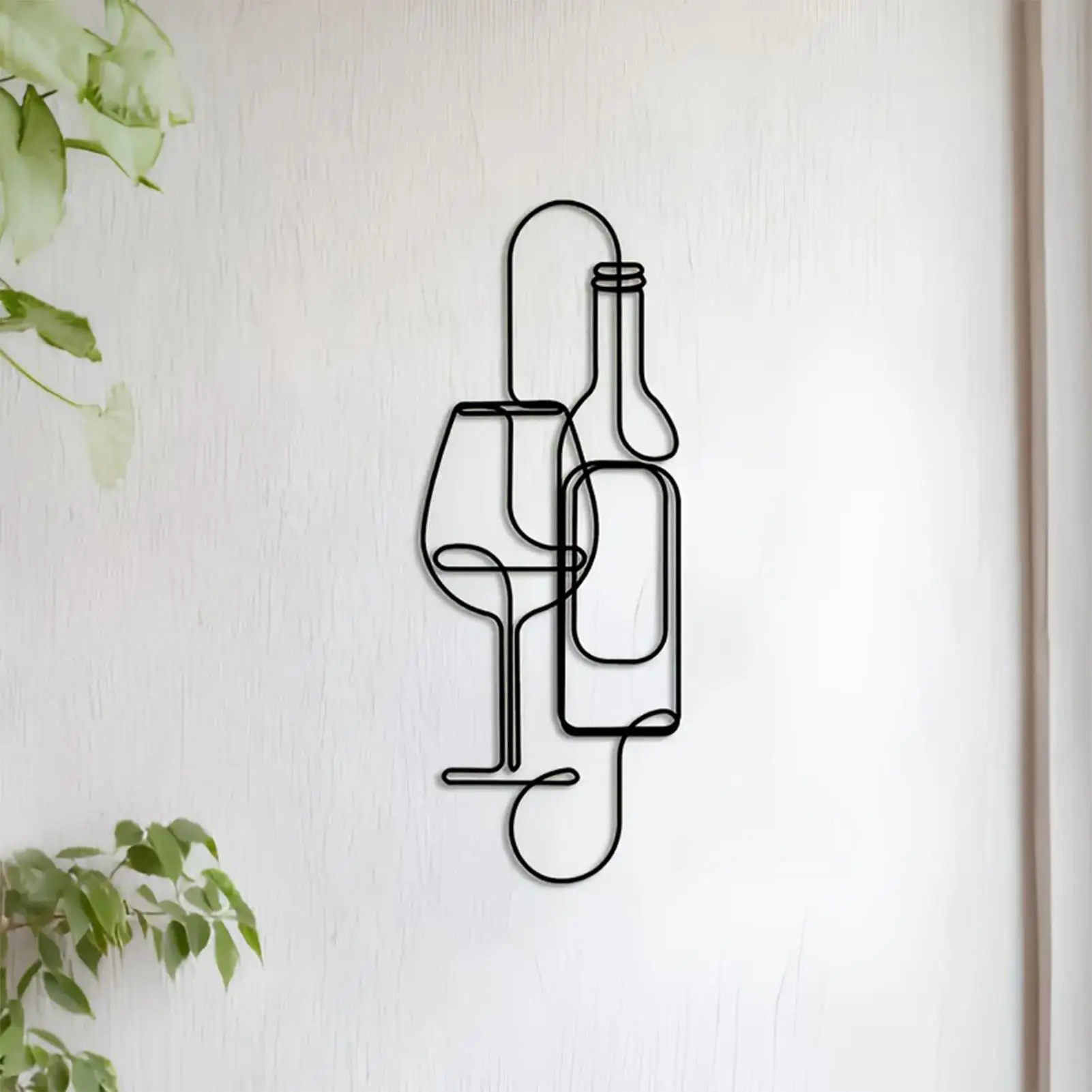 

Современная металлическая настенная скульптура: черная абстрактная бутылка вина, минималистичный линейный дизайн, железный декор для дома, спальни, кухни