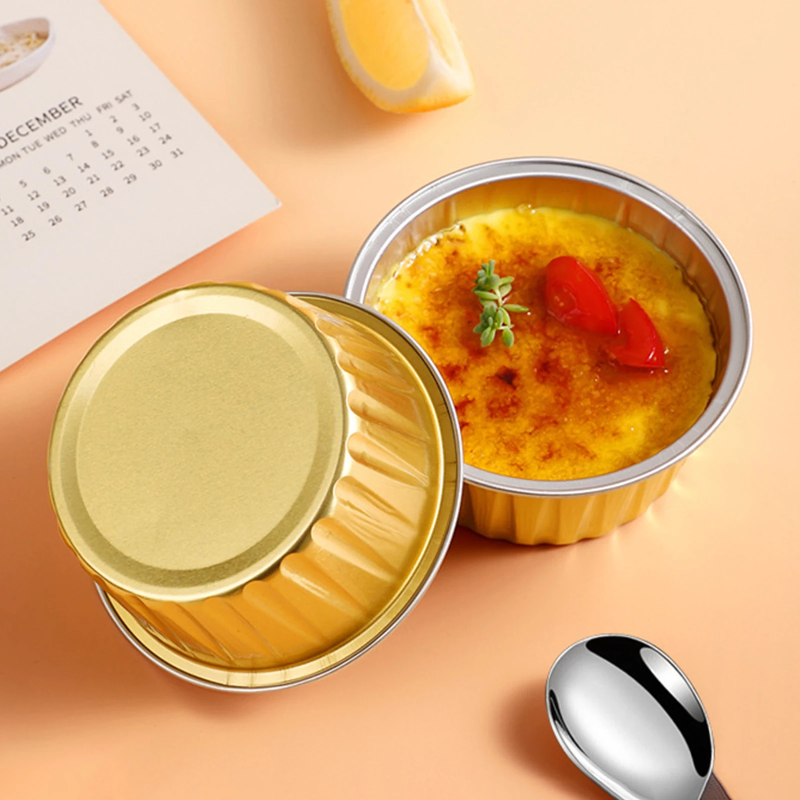 20PCS Dessert Cups without  Lids Gold Aluminum Foil Baking Cups Holders Cupcake Bake Utility Ramekin Clear Pudding Cups