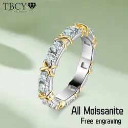 TBCYD-Anillo de moissanita de Color D de 3mm para mujer, anillo de eternidad de diamante de plata de ley S925, banda de boda, joyería fina de mano, venta al por mayor