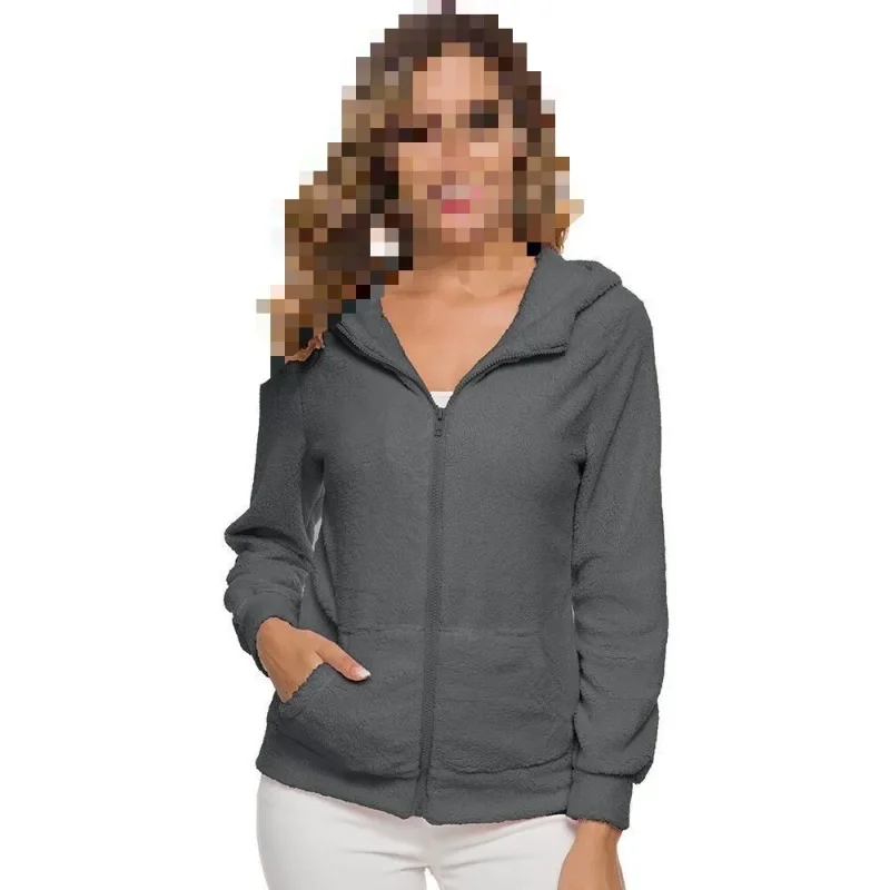 Jacke Langarm Frauen Pullover Outwear Winter Reiß verschluss Kapuzen mantel Wolle Baumwolle Frauen warmen Frauenmantel Anorak Frauen