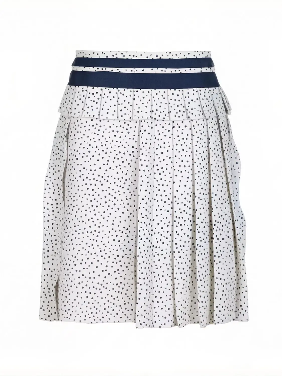 

Gentle Retro Atmosphere! Midi Asymmetrical Blue Polka Dot Half Skirt Versatile A-Line Casual High Waist Pleated Women's Skirt