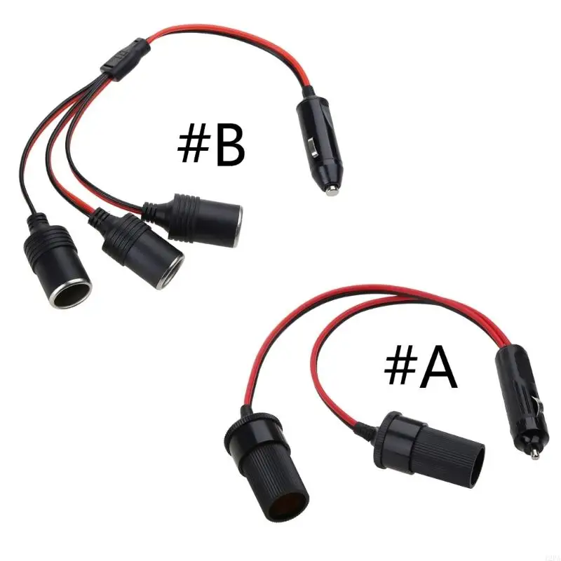 Z4T 1 to 2/3 Car Cigarette Adapter 1 Male to 2-Way 3-Way Female Socket Splitter 12-24V 30CM Extension Cord