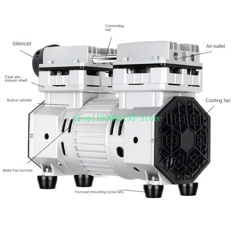 Air Compressor Head Oil-Free Mute Air Pump Motor Pump Head Assembly Accessories 220V Pure Copper Coil Large Displacement