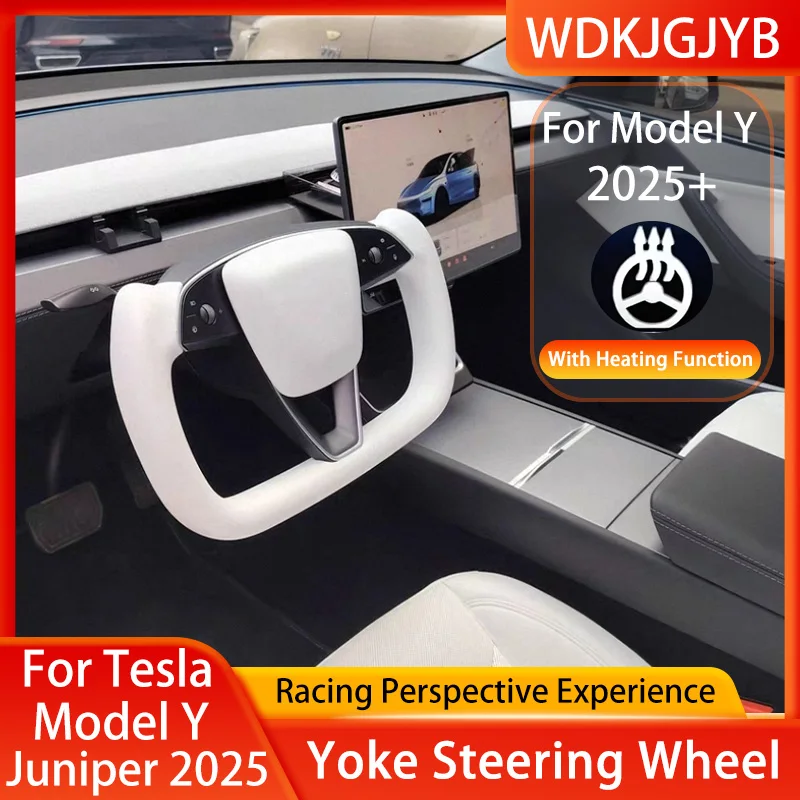 For New Tesla Model Y Juniper 2025+ Yoke Handle Steering Wheel Assembly Equipped With Heating Function NAPPA Leather Accessories