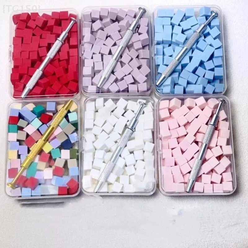 100 Pcs/ Box Gradient Nail Art Sponge Brushes - With Tools For Gel Polish Glitter Powder Manicure Accessories