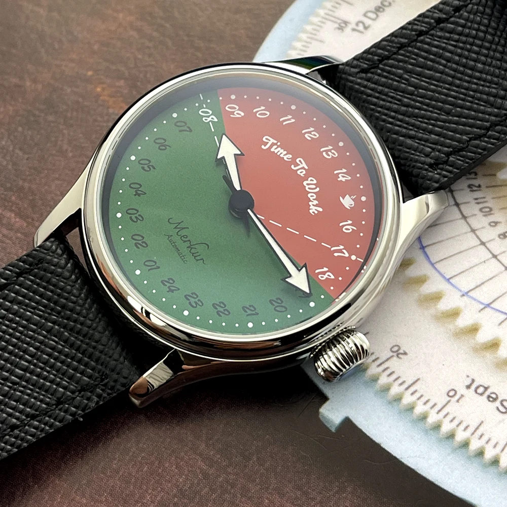 Reloj Merkur creativo para el lugar de trabajo, reloj mecánico automático 24H, reloj luminoso resistente al agua, reloj Masculino de 42MM