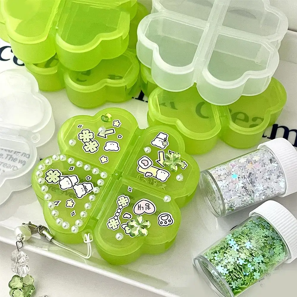 Pille Box Sammelalben Organizer Lagerung Box Vierblättriges Kleeblatt Dekor Enthält Langlebige Kunststoff Liefert INS Stil Mini DIY Fall