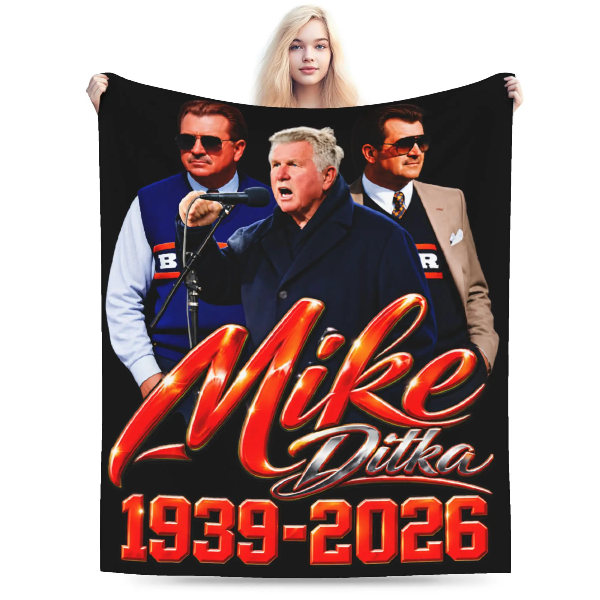 Super Soft RIP Mike Ditka  Throw Blanket Premium Fleece Flannel Lightweight  Bed Blanket Super Cozy Blankets All Season Use