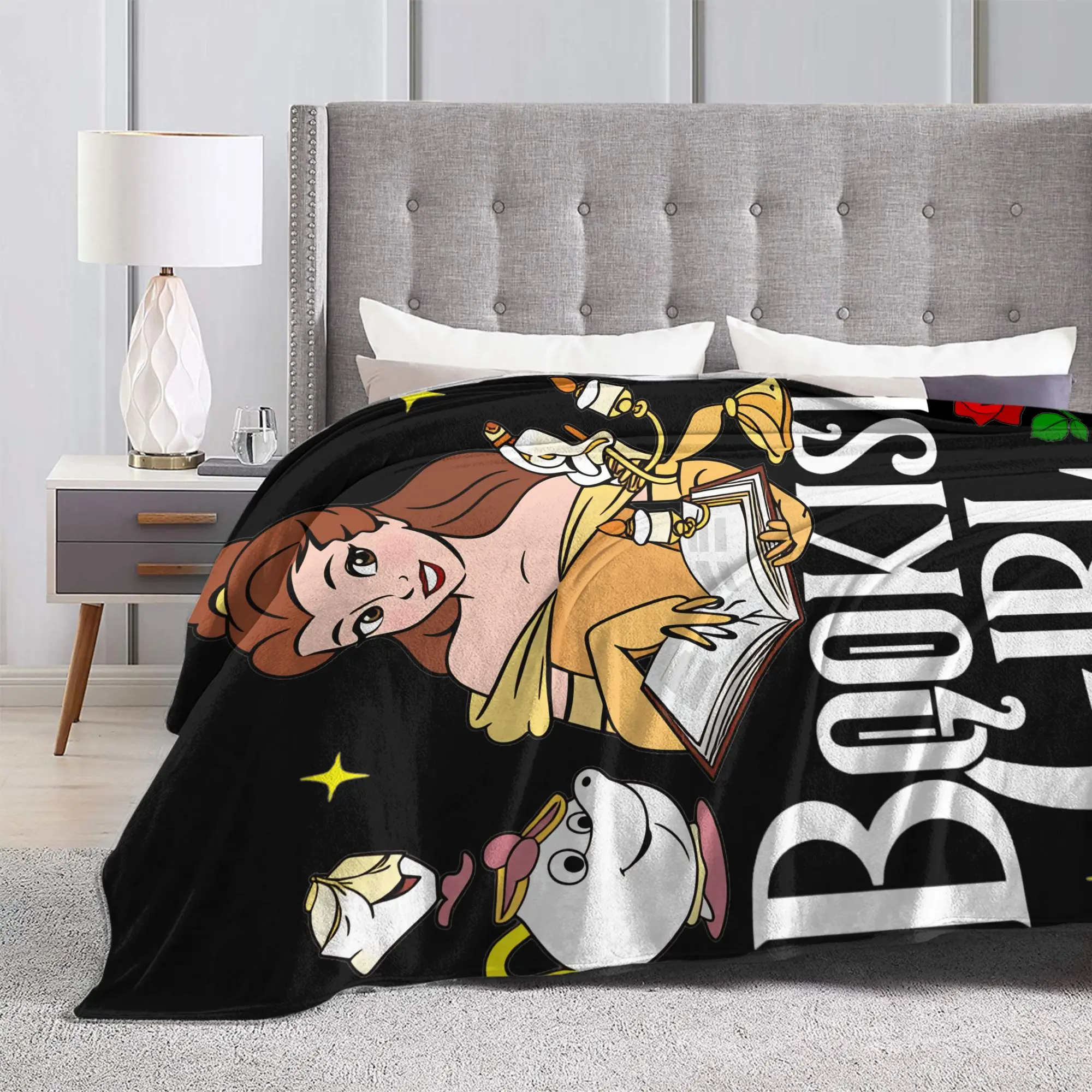 الجمال والوحش بطانية ناعمة للأطفال الكبار أفخم رمي بطانية الرسم الأريكة السرير الفانيلا المفرش أريكة غطاء سرير #3