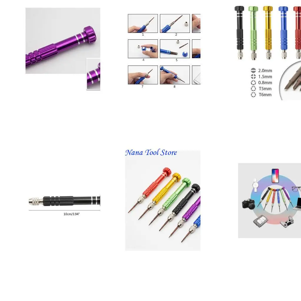 31GJ Tournevis précision multifonctionnel Set 5-en-1Small Rid Tilding (TORXT5 ~ + 1,5, -2.0, Star0.8) pour le téléphone