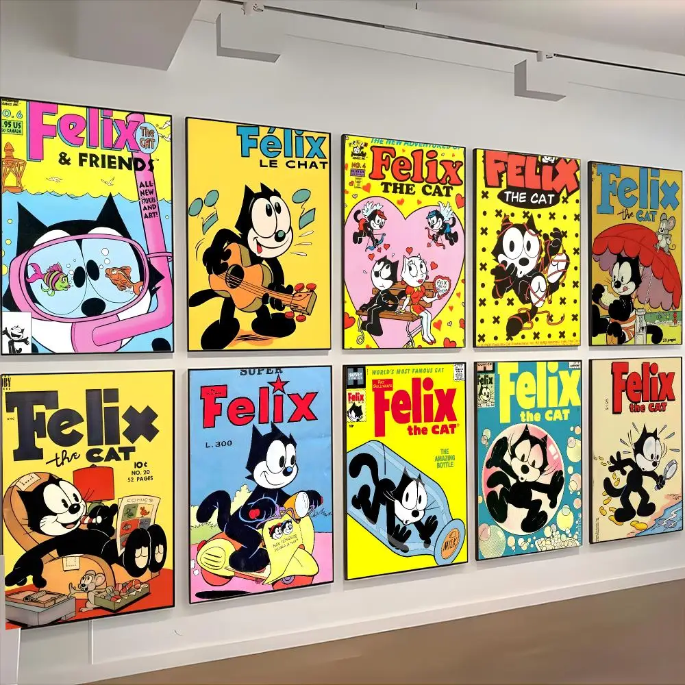 classic cartoon character F-Felix The Cat Poster Classic Wall Art Home Decor Peel and Stick Unframed