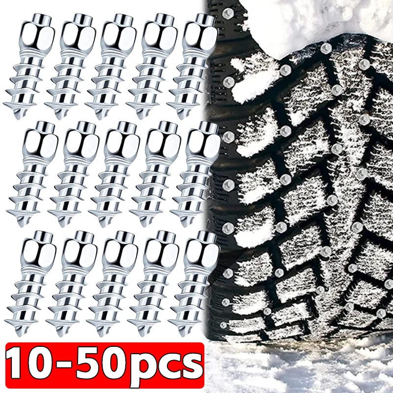 10/50pcs Car Tire Studs Anti-Slip Screws Nails Auto Motorcycle Bike Truck Off-road Tyre Anti-ice Spikes Snow Sole Tire Cleats