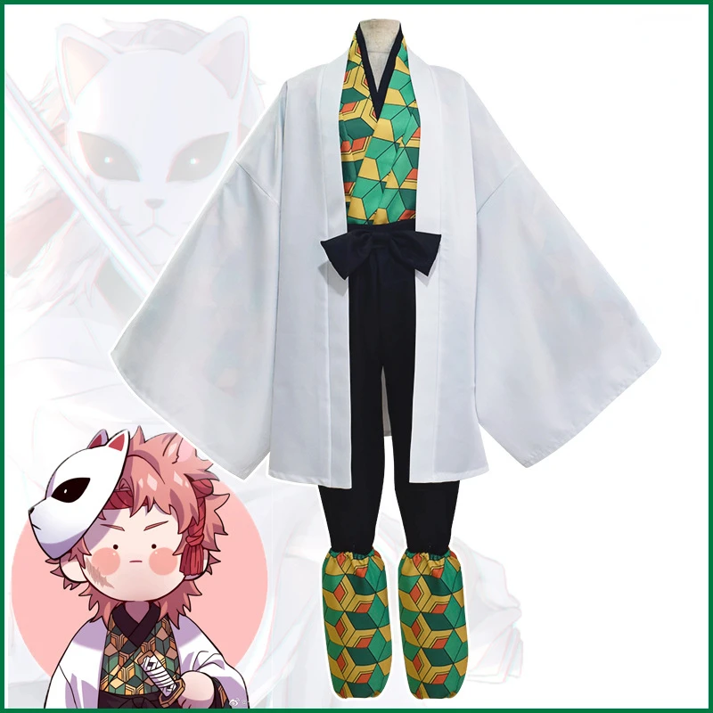 Anime Demon Slayer Makomo Cosplay Costume Women and Men Kimetsu no Yaiba Kimono Fighting Uniform Halloween Party Outfit Full