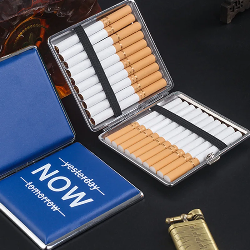 Portable PU Leather Metal Cigarette Case Cigar Storage Box Tobacco Cases Tobacco Holder Outdoor