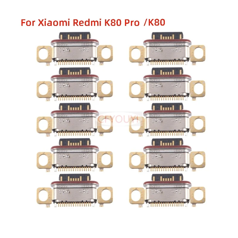 

10PCS USB Charging Port For Xiaomi Redmi K80 Pro / K80 Dock Charger Connector Replacement Parts