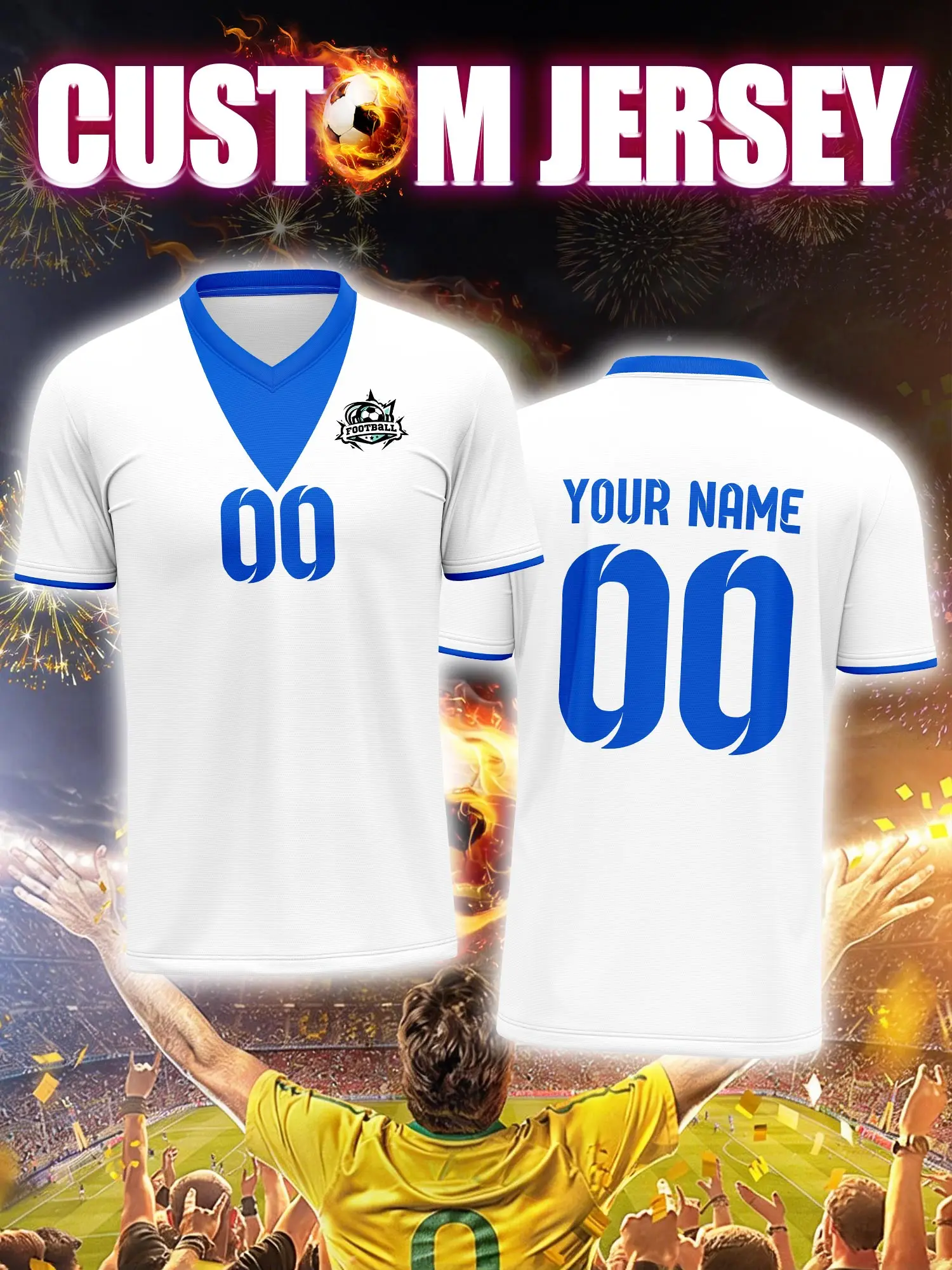 

Футбольная форма на заказ с индивидуальным изображением, номером и именем, стильный и удобный комплект для летних тренировок.