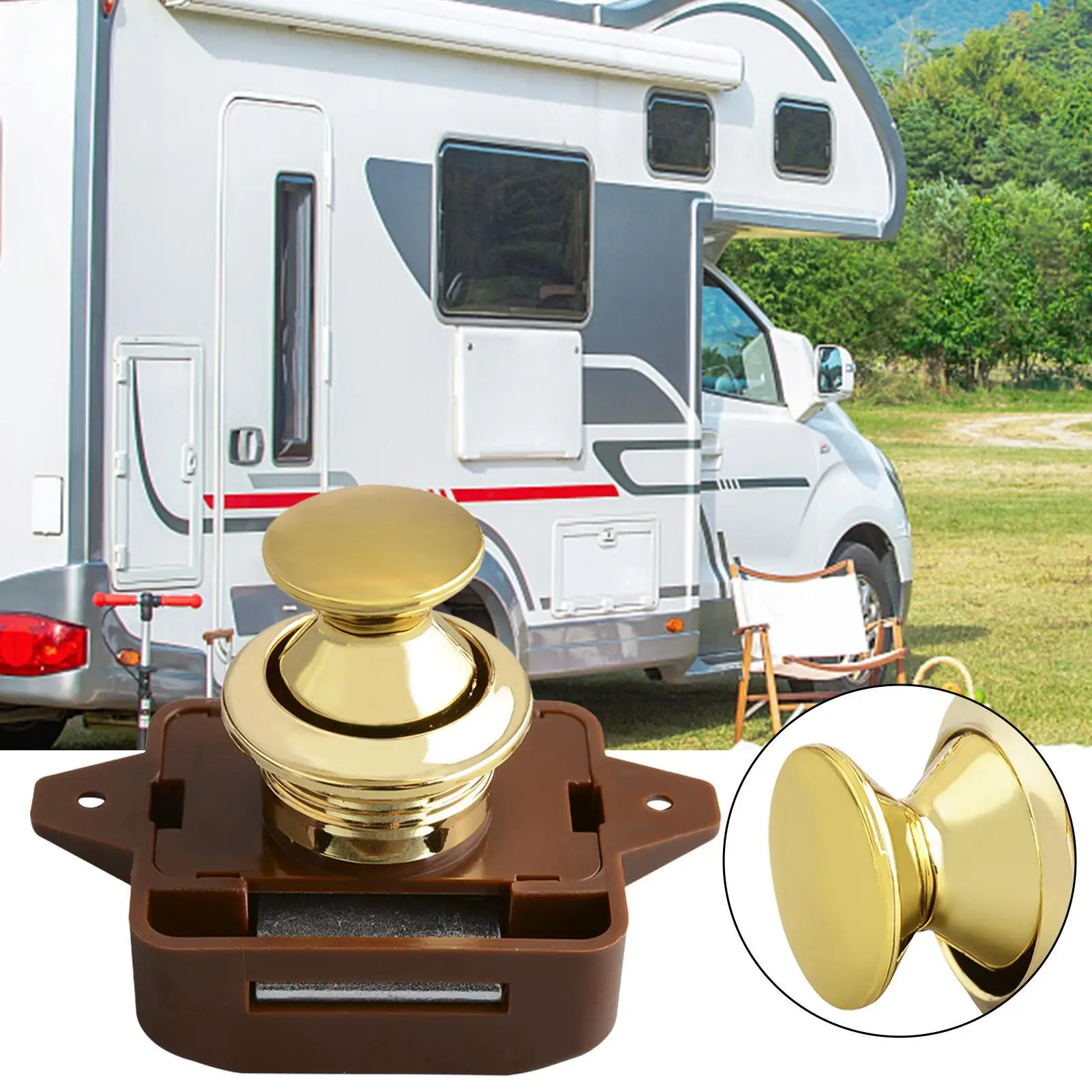 

Keyless RV Push Cabinet Locks Metal Campers Cupboard Push Button RV Compartment Latch Catches Locks For Caravan Yacht Boat