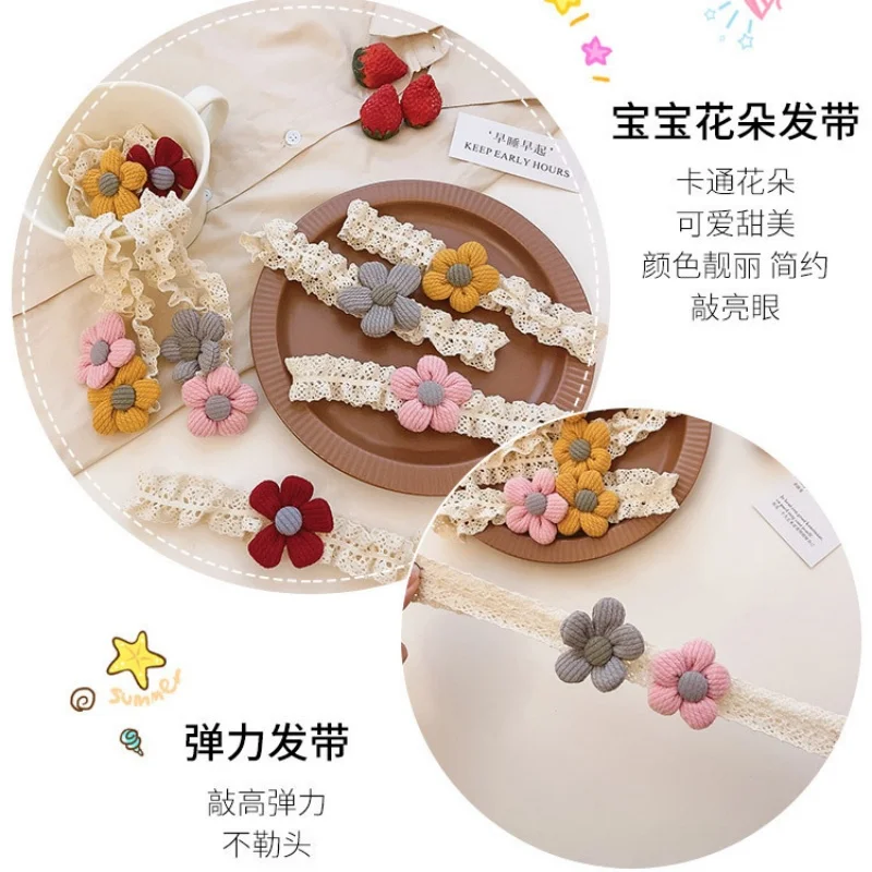 3pcs/set Baby Headband Lace Bow Toddler Hair Band Infant Headwear Elastic Bowknot Girl Flower Head band Newborn Hair Accessories