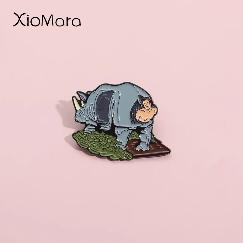 Custom Classic Comic Movie Characters Enamel Pins Face Rhinoceros Brooches Lapel Badges Jewelry Gift For Friends