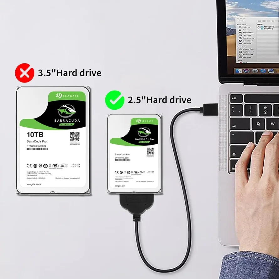 USB 3.0 naar SATA-kabel 7+15 22-pins SATA III naar USB 3.0-adapter voor 2,5 inch externe HDD/SSD-harde schijven tot 5 Gbps overdrachtgegevens