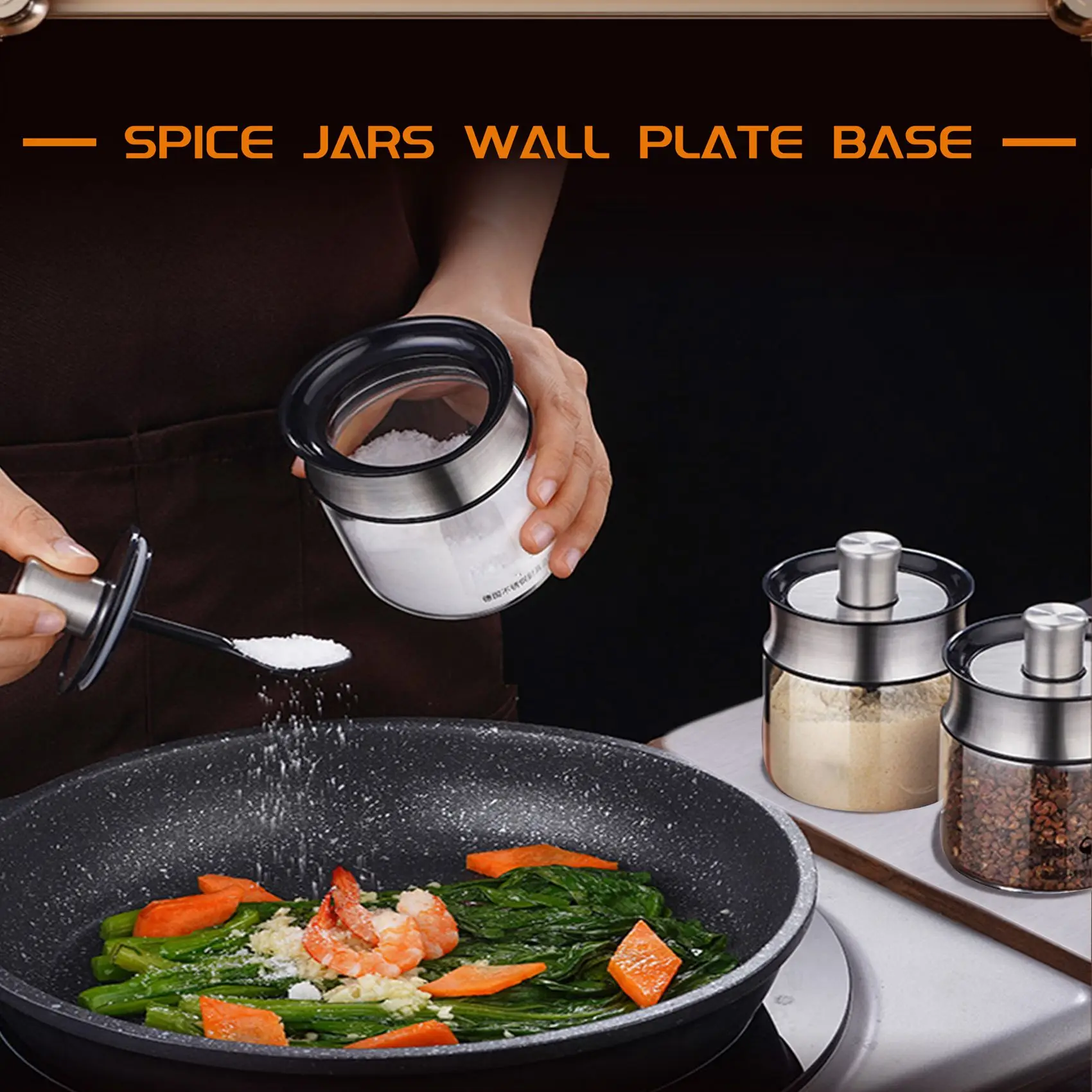 RMWIN-Magnetic Spice Jars Rack Stainless Steel Spice Jars Wall Plate Base Wall Mounted Base For Magnetic Spice Tins