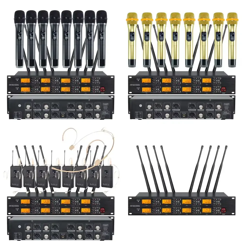 

UR-8000-S Professional UHF Wireless 8-Channel Handheld Microphone System XLR Noise Cancelling Aluminum Alloy Construction