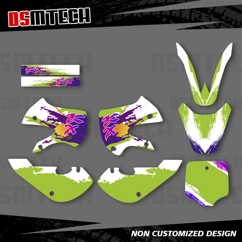 DSMTECH Motocross Team Graphics Background Customized Sticker Decals Kits For KAWASAKI KX 65 2000 2001-2021 KX65 002