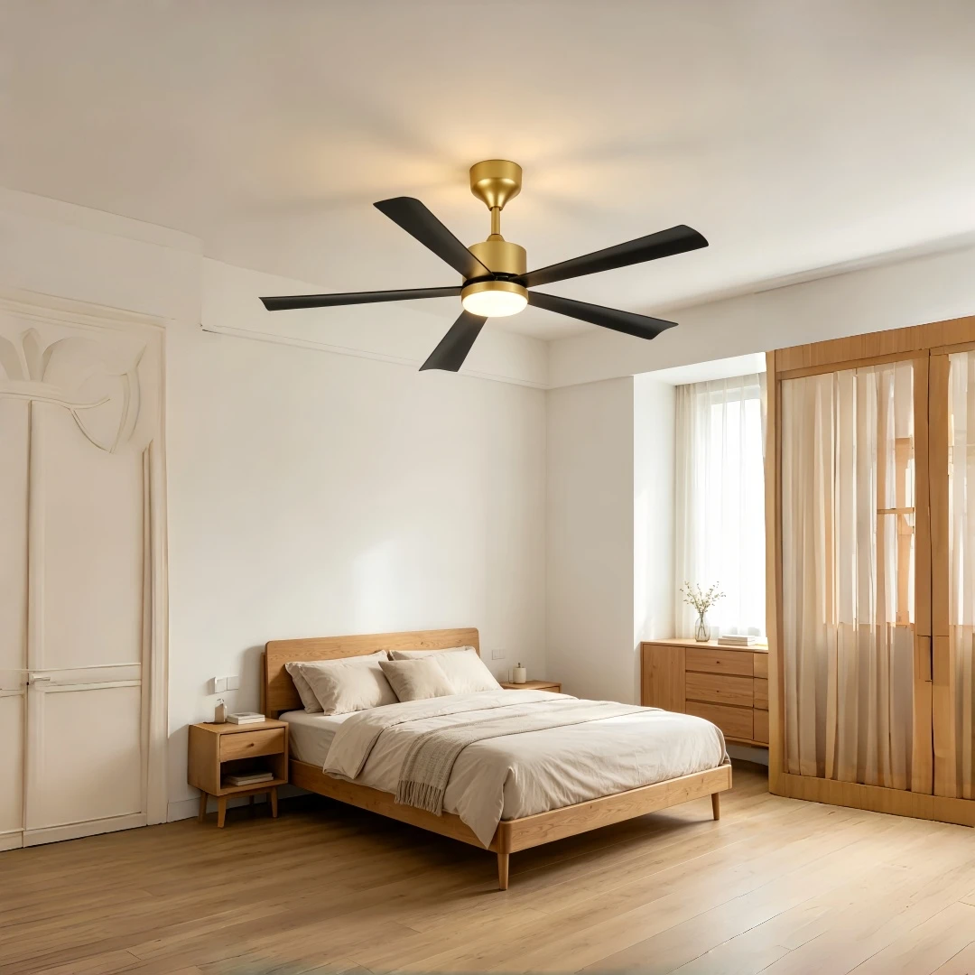 

Modern Luxury Gold & Black Ceiling Fan with Light for Living Room Bedroom Dining Room Sleek Contemporary Home Decor
