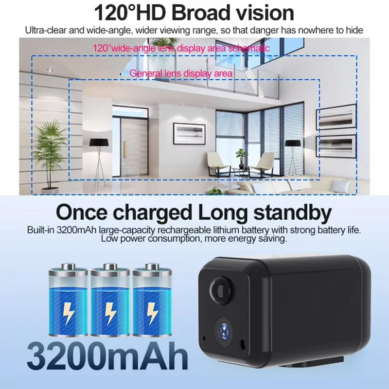 Mini câmera wifi ubox 5mp hd câmera ip de baixa potência 3000mah bateria cctv câmeras de segurança intercom detecção pir vigilância