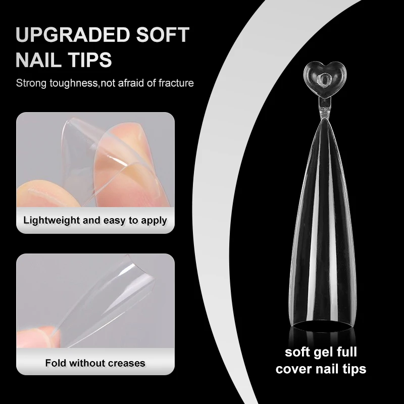 KANIU Crease-Free High-Transparency Bend-Resistant Heart-Shaped Nail Tips For Creating European And American-Style Manicures