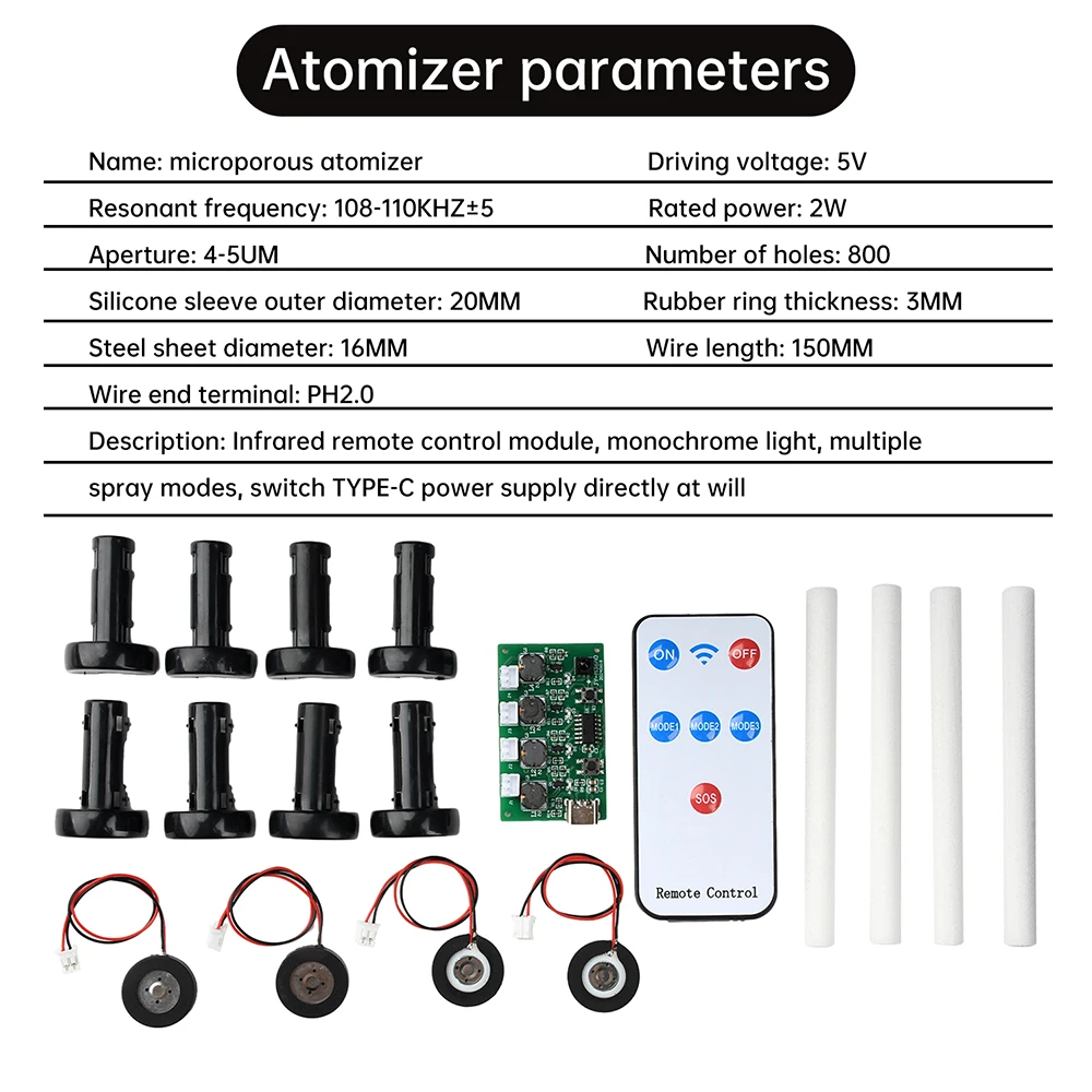 تيار مستمر 5 فولت مفتاح بالتحكم عن بعد وحدة البخاخات بالموجات فوق الصوتية 4 طريقة البخاخ لتقوم بها بنفسك عدة وسائط رش متعددة الأشعة تحت الحمراء اللاسلكية عن بعد Type-C واجهة
