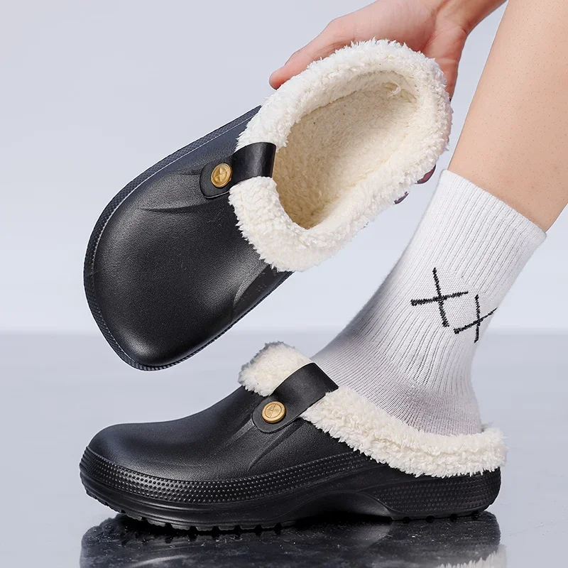 

Unisex Winter Slippers Warm Plush Indoor Home Men Women Slippers Fashion Comfortable Waterproof Non-slip Mens Garden Shoes