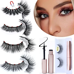 Magnetic Eyelashes With Eyeliner Kit 1Pair / Pack Reusable Most Natural Looking 3d Faux Mink Lashes No Glue magnetic lashes