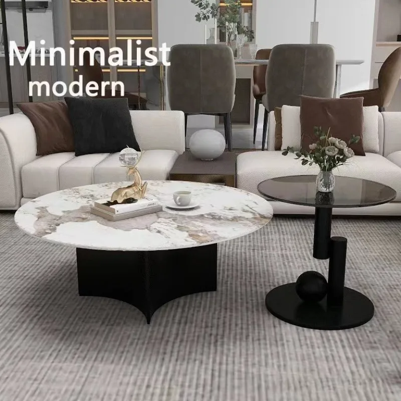 Large Size Round Coffee Table Minimalist Standing Space Saving Dinner Clear Side Table Service Mesas Bajas Ornaments Home Decor